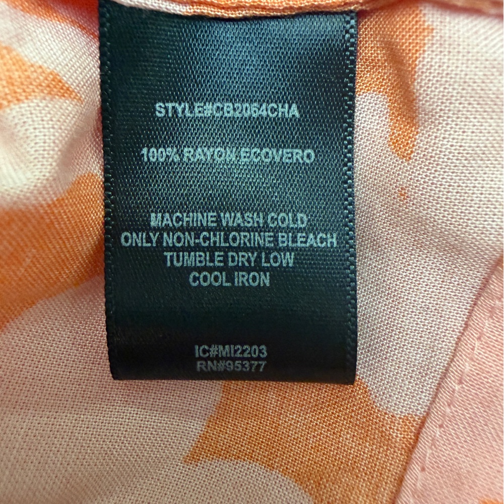 Sanctuary Square-Neck Elbow-Length Puff Sleeve Rayon Top XL - floral pink/orange - Picture 7 of 8